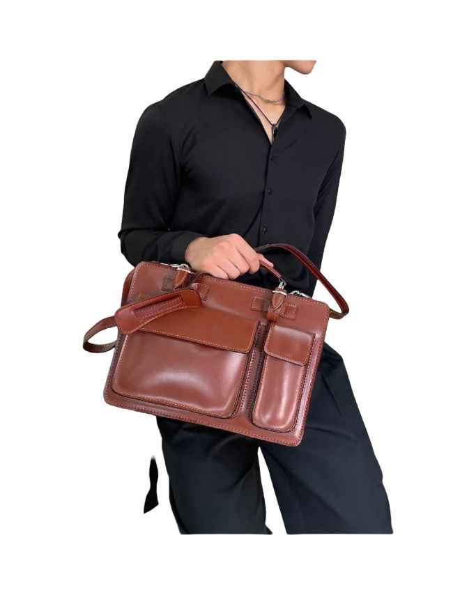 BZNA Bag Sonika Moro Business Aktentasche Designer Ledertasche Schultertasche Unisex