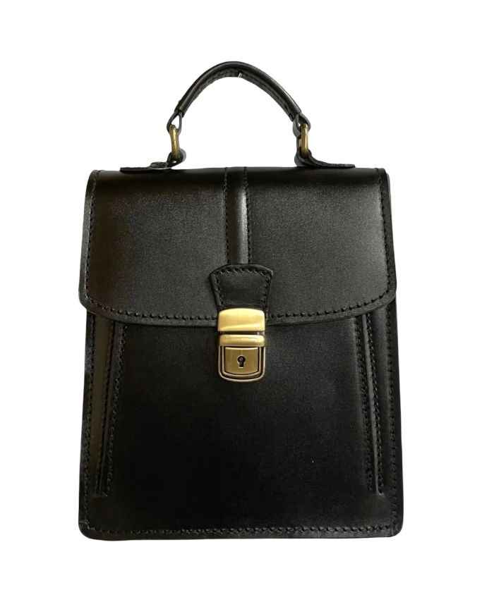 BZNA Bag Dua Schwarz kleine Business Aktentasche Designer Ledertasche Schultertasche Unisex