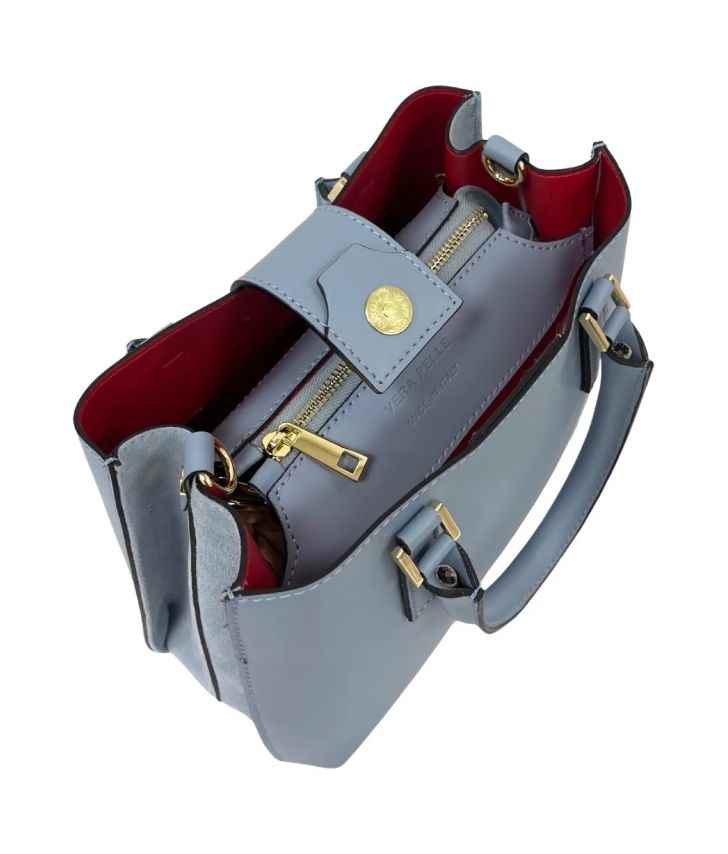 BZNA Bag Brenda Blau Leder Italy Damen Handtasche Schultertasche Tasche