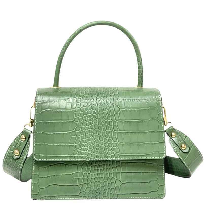 BZNA Bag Irina Kroko Mint Leder Italy Damen Handtasche Schultertasche Tasche