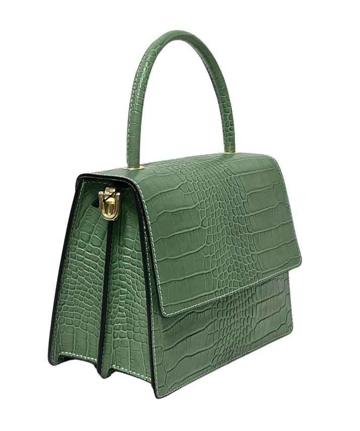 BZNA Bag Irina Kroko Rosa Antico Leder Italy Damen Handtasche Schultertasche Tasche