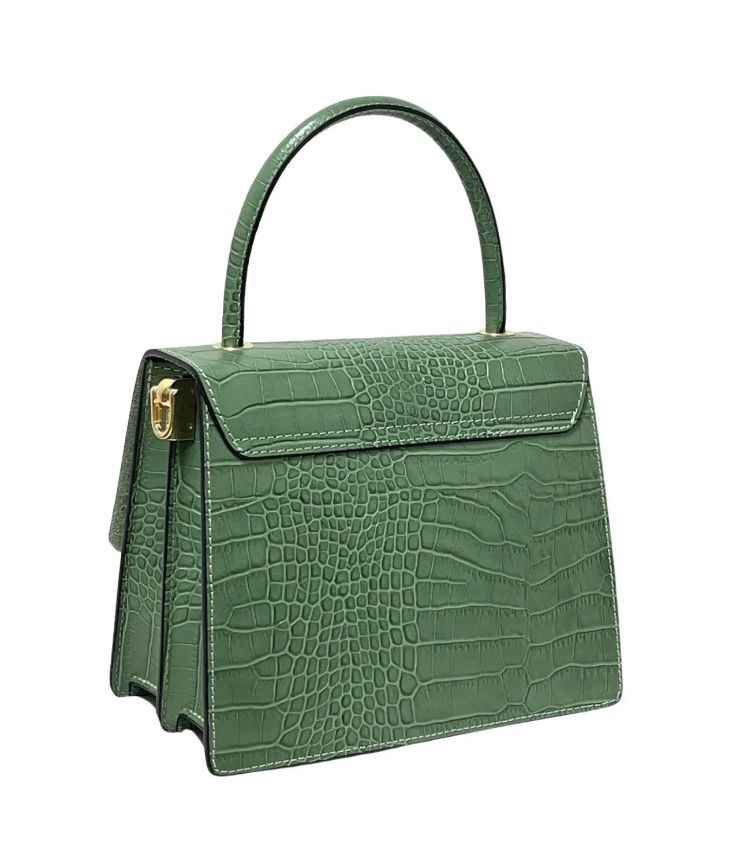 BZNA Bag Irina Kroko Rosa Antico Leder Italy Damen Handtasche Schultertasche Tasche