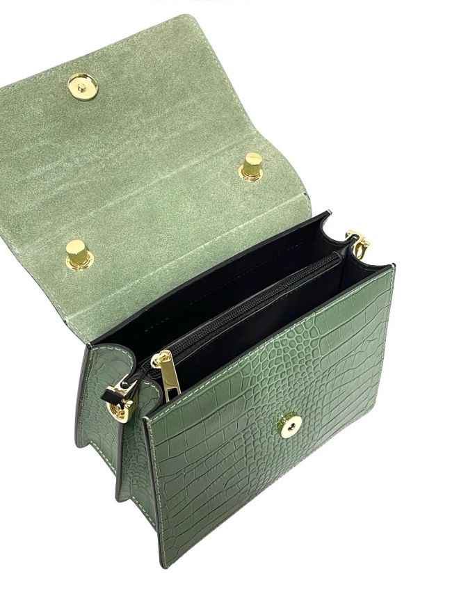 BZNA Bag Irina Kroko Cipria Leder Italy Damen Handtasche Schultertasche Tasche