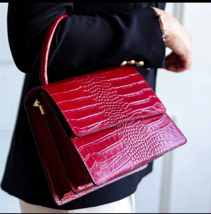 BZNA Bag Irina Kroko Arancio Leder Italy Damen Handtasche Schultertasche Tasche