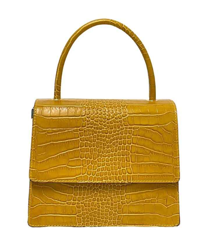 BZNA Bag Irina Kroko Senape Leder Italy Damen Handtasche Schultertasche Tasche
