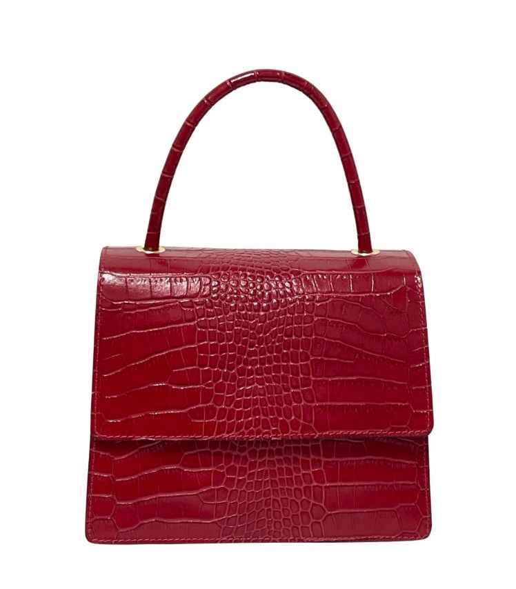 BZNA Bag Irina Kroko Rosso Antico Leder Italy Damen Handtasche Schultertasche Tasche
