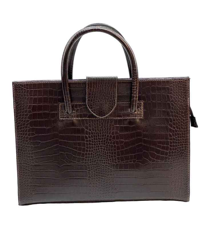 BZNA Bag Missi Kroko Testa di Moro Leder Italy Damen Business Aktentasche Schultertasche Tasche