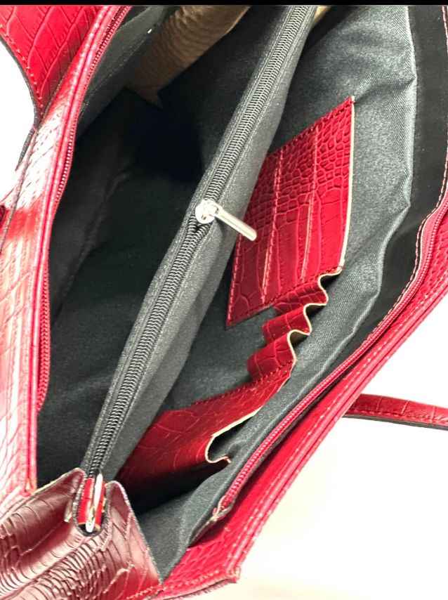 BZNA Bag Missi Kroko Cucio Leder Italy Damen Business Aktentasche Schultertasche Tasche