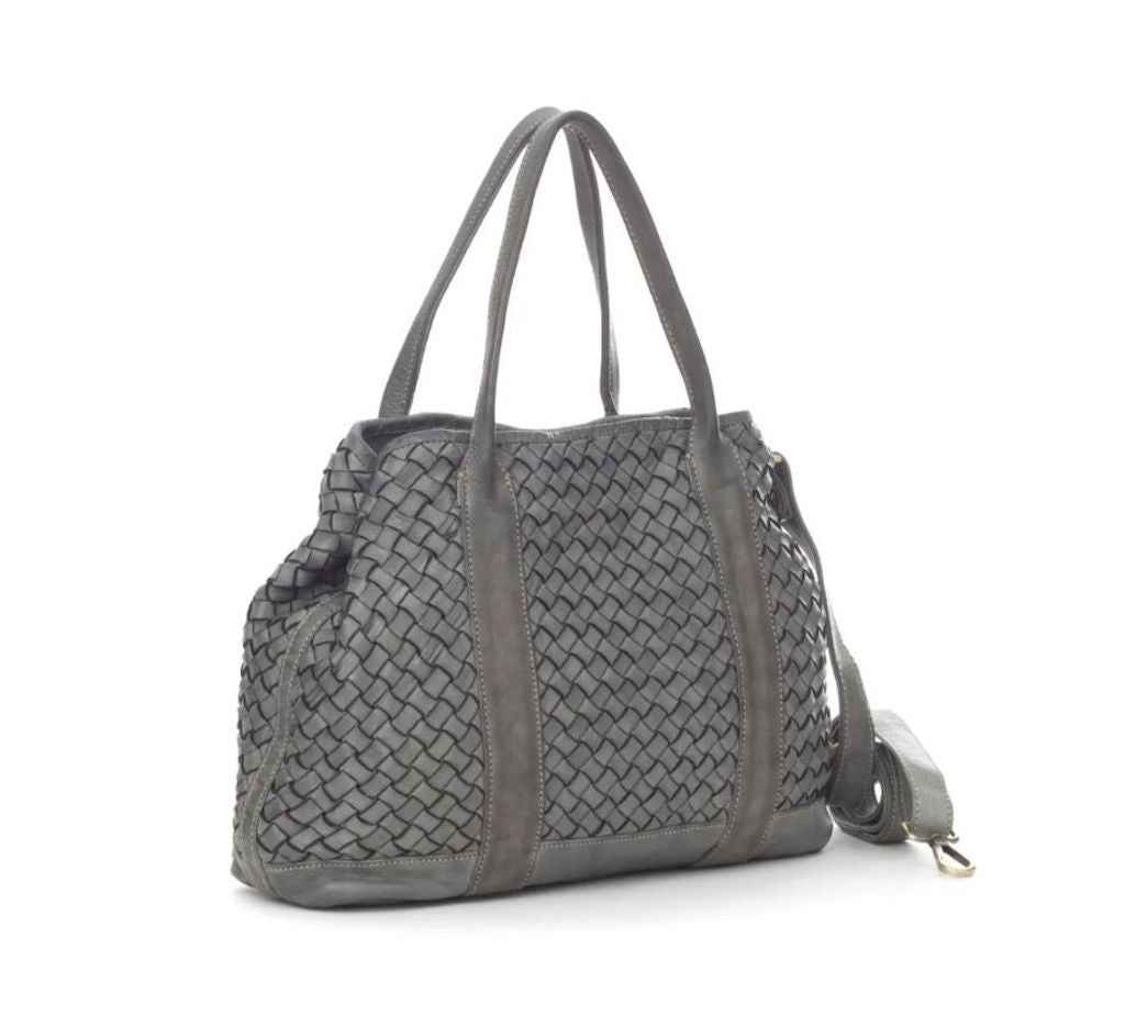 BZNA Bag Santa Grau Italy Designer Damen Handtasche Ledertasche Schultertasche Tasche Leder