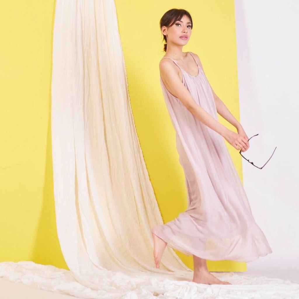 BZNA Ibiza Boho Style Sommerkleid Rose aus Seidenchiffon Seidenkleid   oneSize