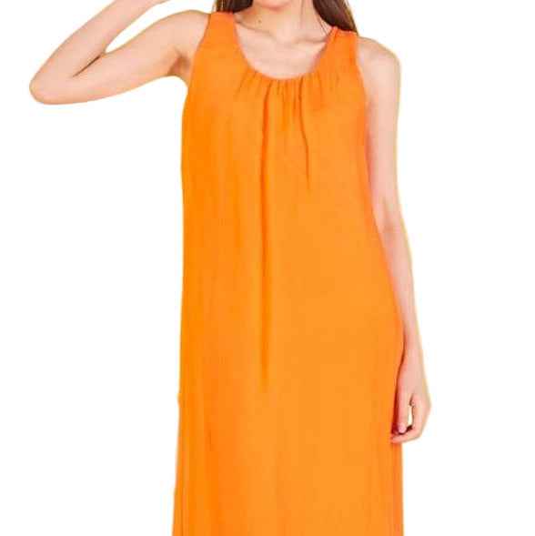 BZNA elegantes ärmeloses Kleid Orange aus Seidenchiffon Seidenkleid   oneSize