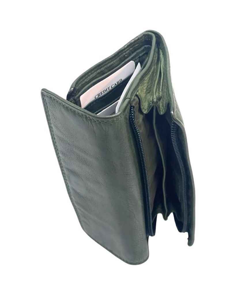 BZNA Berlin Smeza Grün Wallet Leather Leder Portemonnaie Geldbörse Clutch