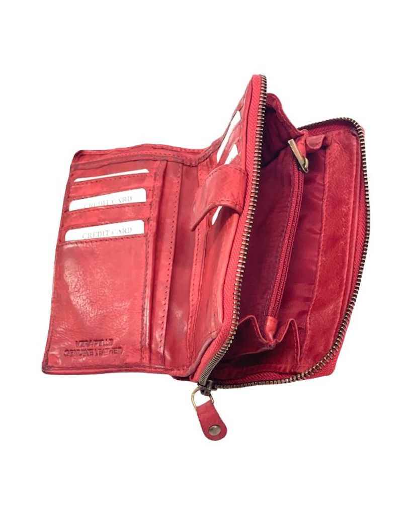BZNA Berlin Kassia Glatt Rot Wallet Leather Leder Portemonnaie Geldbörse Clutch