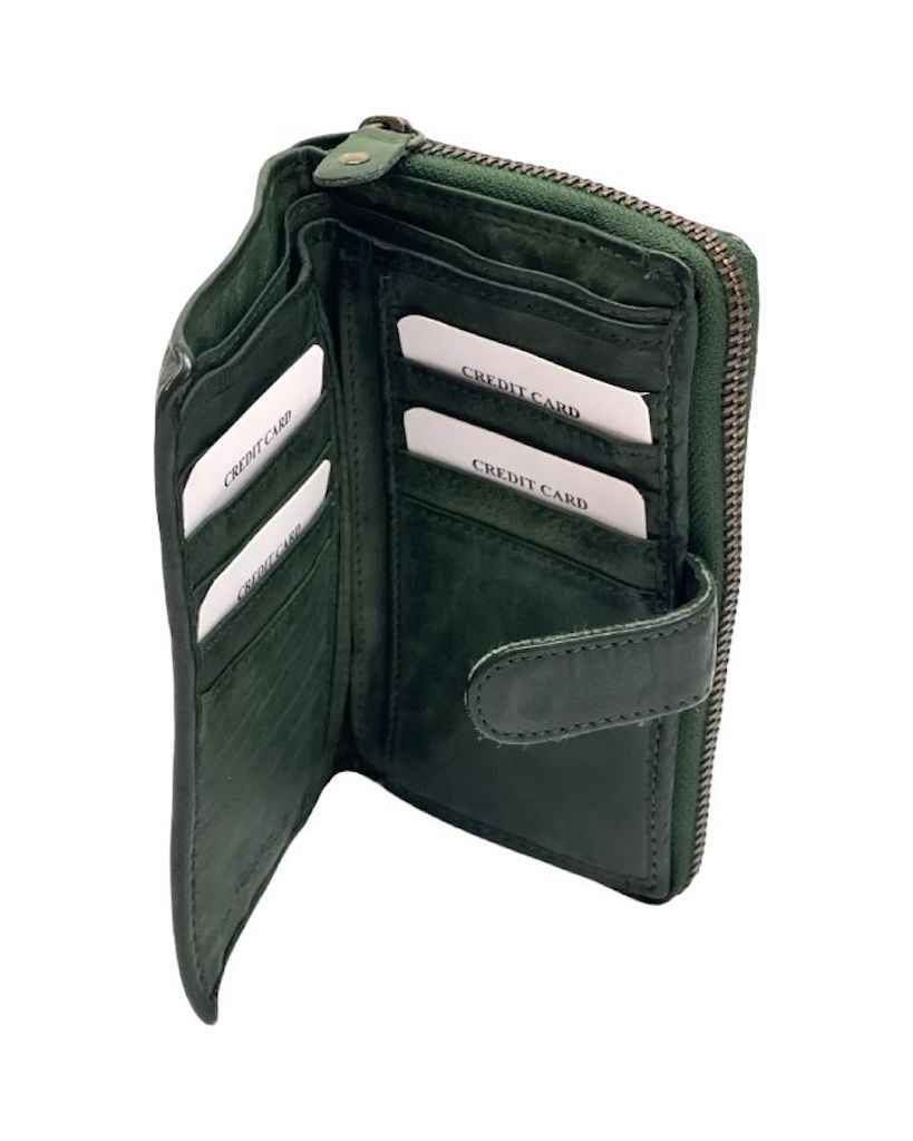 BZNA Berlin Kassia Glatt Verde Wallet Leather Leder Portemonnaie Geldbörse Clutch