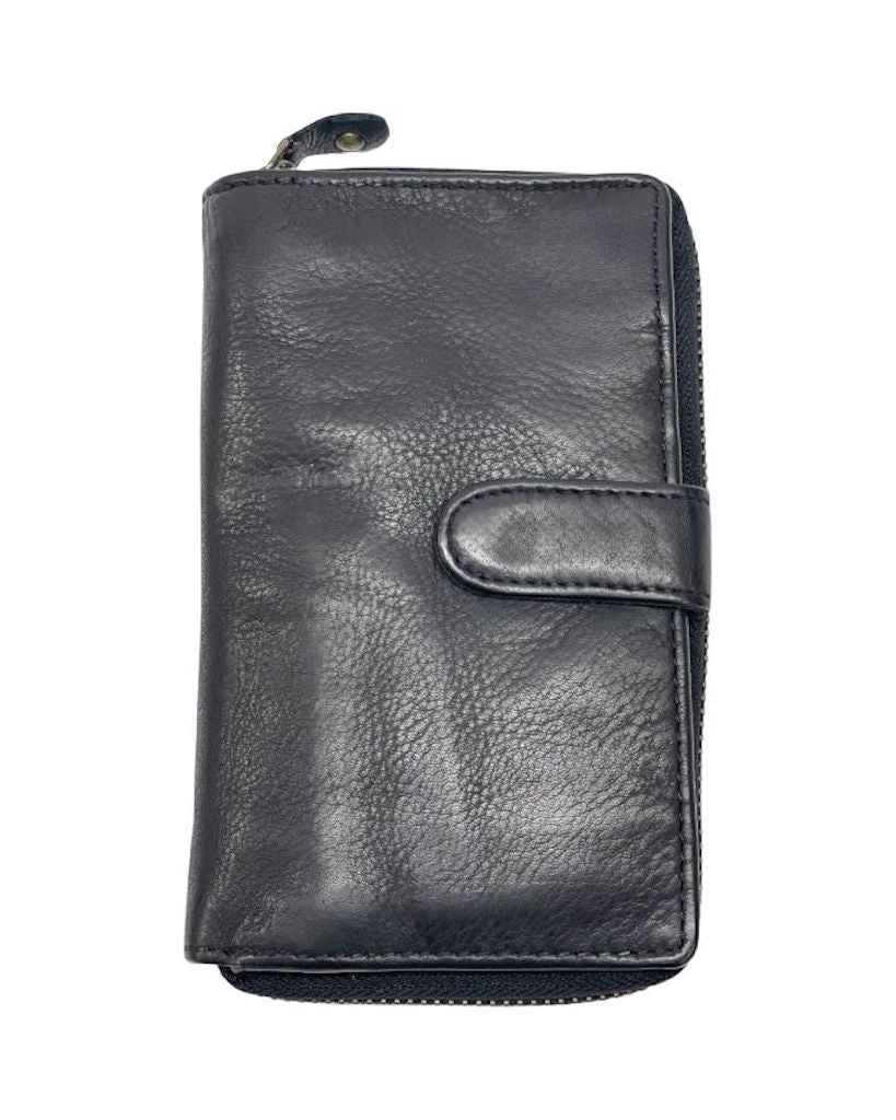 BZNA Berlin Kassia Glatt Schwarz Wallet Leather Leder Portemonnaie Geldbörse Clutch