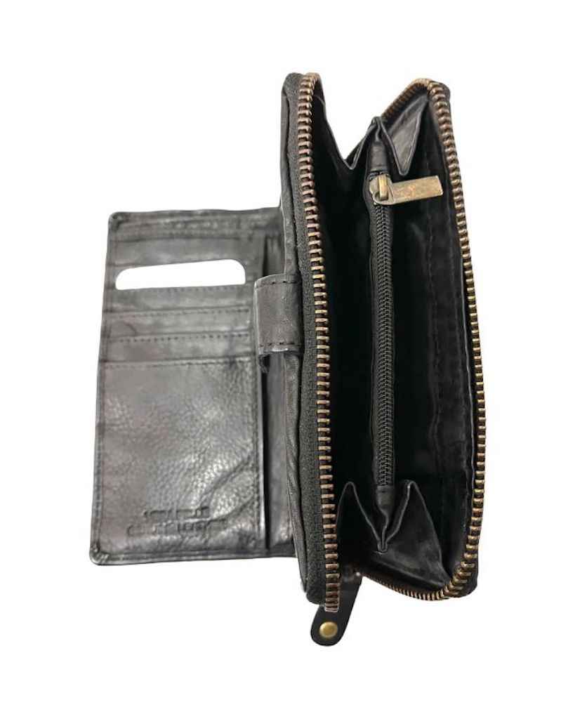 BZNA Berlin Kassia Glatt Schwarz Wallet Leather Leder Portemonnaie Geldbörse Clutch