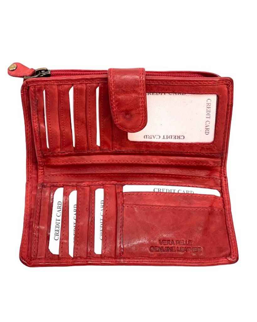 BZNA Berlin Karma Glatt Rot Wallet Leather Leder Portemonnaie Geldbörse Clutch