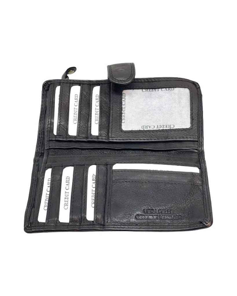 BZNA Berlin Karma Glatt Schwarz Wallet Leather Leder Portemonnaie Geldbörse Clutch
