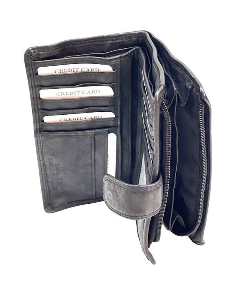 BZNA Berlin Karma Glatt Schwarz Wallet Leather Leder Portemonnaie Geldbörse Clutch