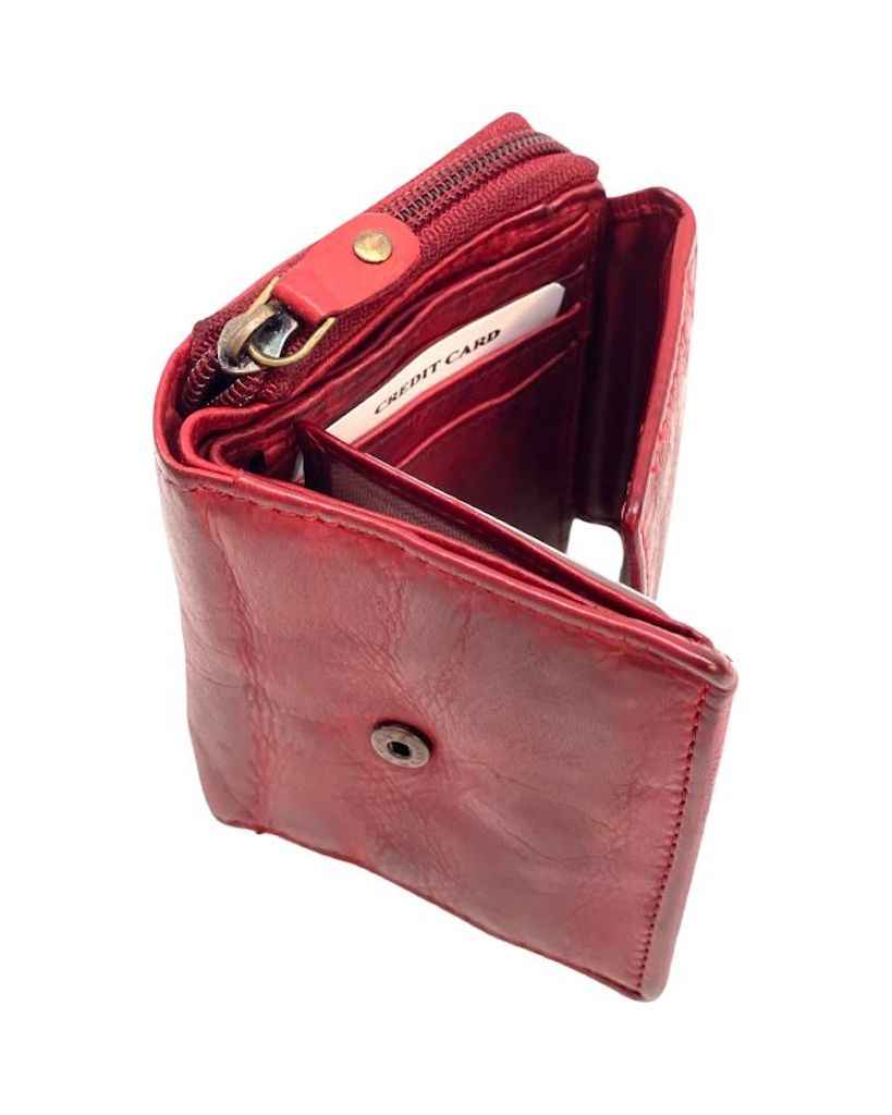 BZNA Berlin Gia Glatt Rot Wallet Leather Leder Portemonnaie Geldbörse Clutch