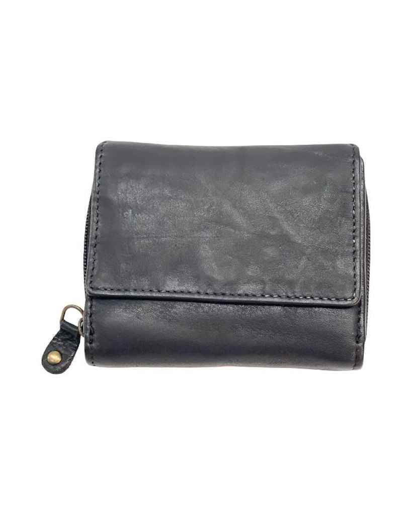 BZNA Berlin Gia Glatt Schwarz Wallet Leather Leder Portemonnaie Geldbörse Clutch