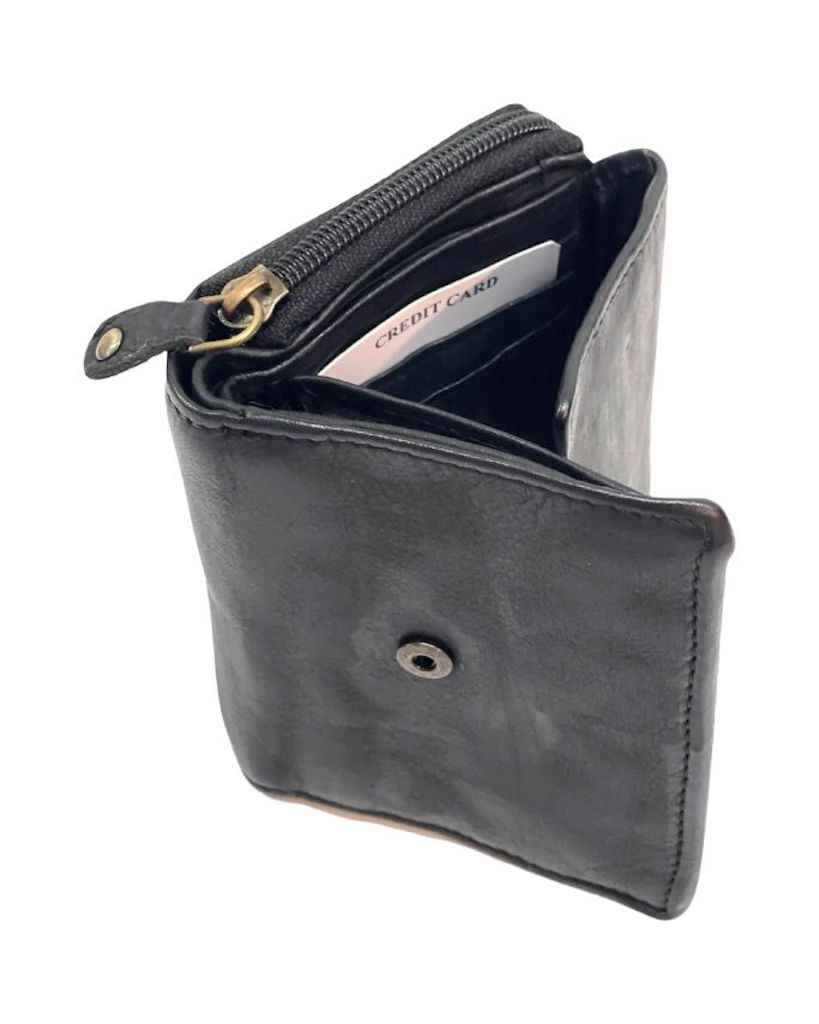 BZNA Berlin Gia Glatt Schwarz Wallet Leather Leder Portemonnaie Geldbörse Clutch