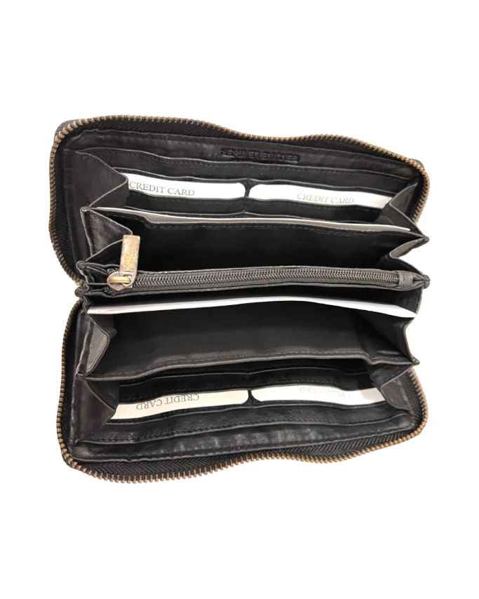 BZNA Berlin Alvia Schwarz Wallet Leather Leder Portemonnaie Geldbörse Clutch