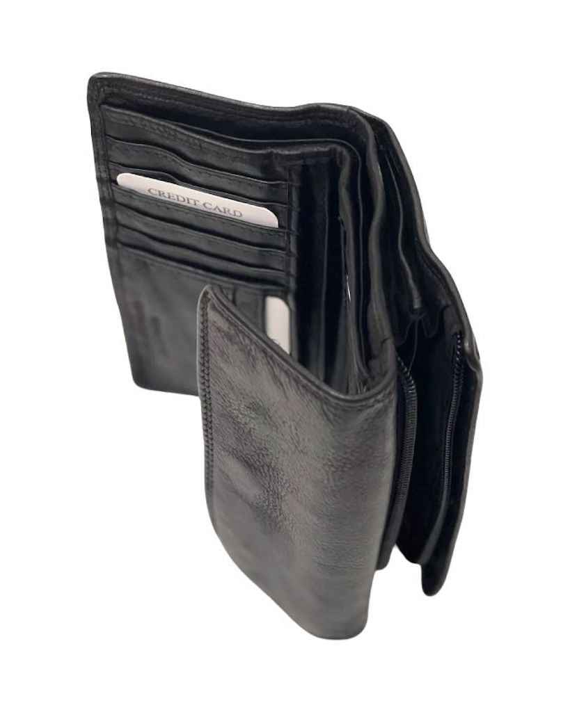 BZNA Berlin Smeza Schwarz Wallet Leather Leder Portemonnaie Geldbörse Clutch
