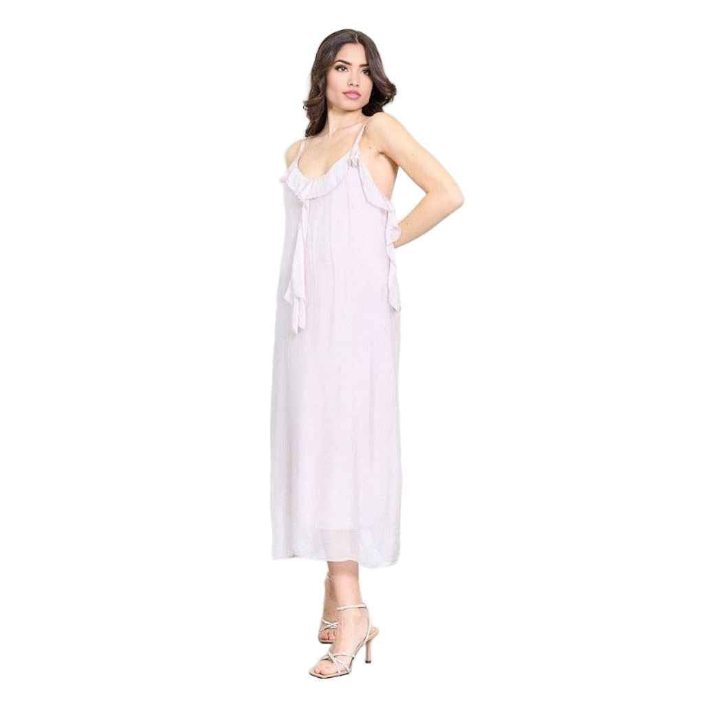 BZNA Kleid Kravatten Rüschendetail Rose aus Seidenchiffon Seidenkleid oneSize