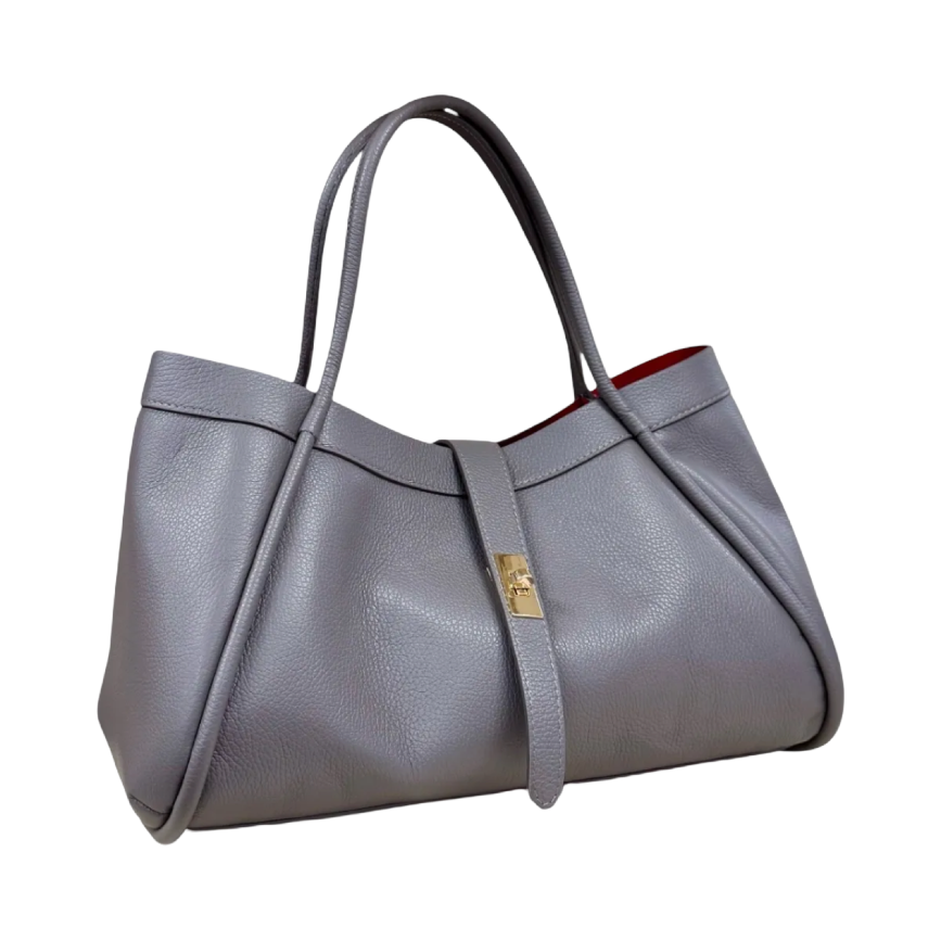 BZNA Bag Funny Grau Leder Italy Damen Handtasche Schultertasche Tasche - B Z N A