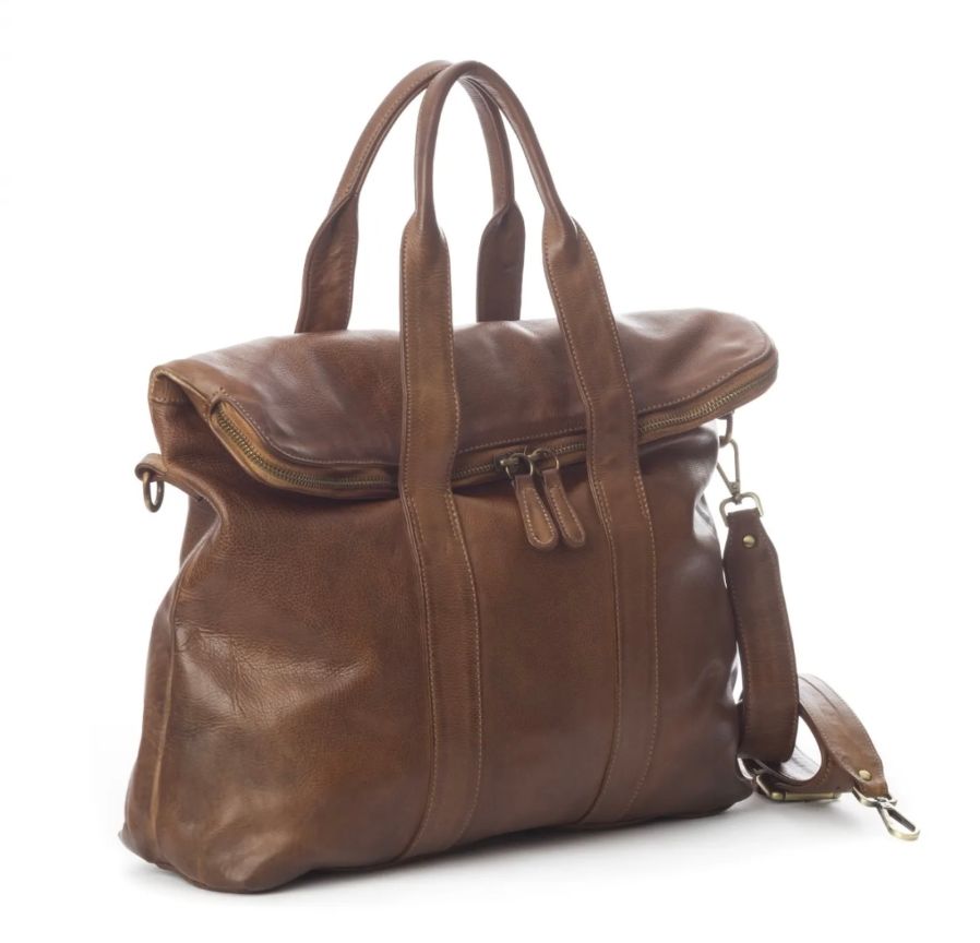 BZNA Bag Shopper Ella Cognac Blau Designer Business Messenger Tasche Schultertasche - B Z N A