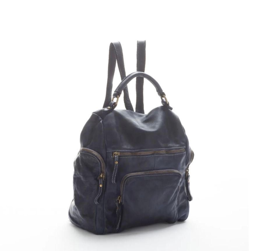 BZNA Bag Stella Blau Backpacker Designer Rucksack Damenhandtasche Schultertasche Leder Nappa sheep ItalyNeu