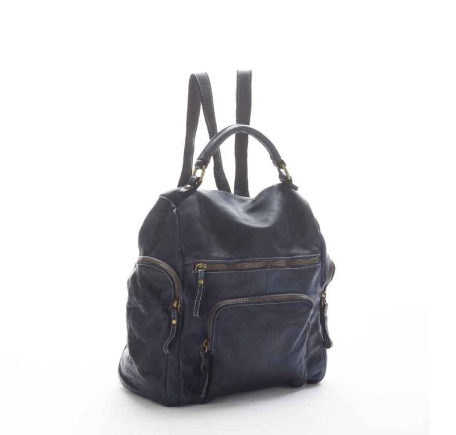 BZNA Bag Stella Blau Backpacker Designer Rucksack Damenhandtasche Schultertasche Leder Nappa sheep ItalyNeu