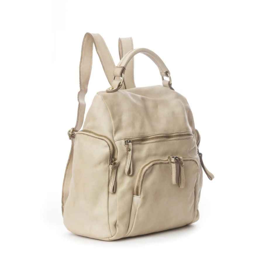 BZNA Bag Stella Beige Backpacker Designer Rucksack Damenhandtasche Schultertasche Leder Nappa sheep ItalyNeu