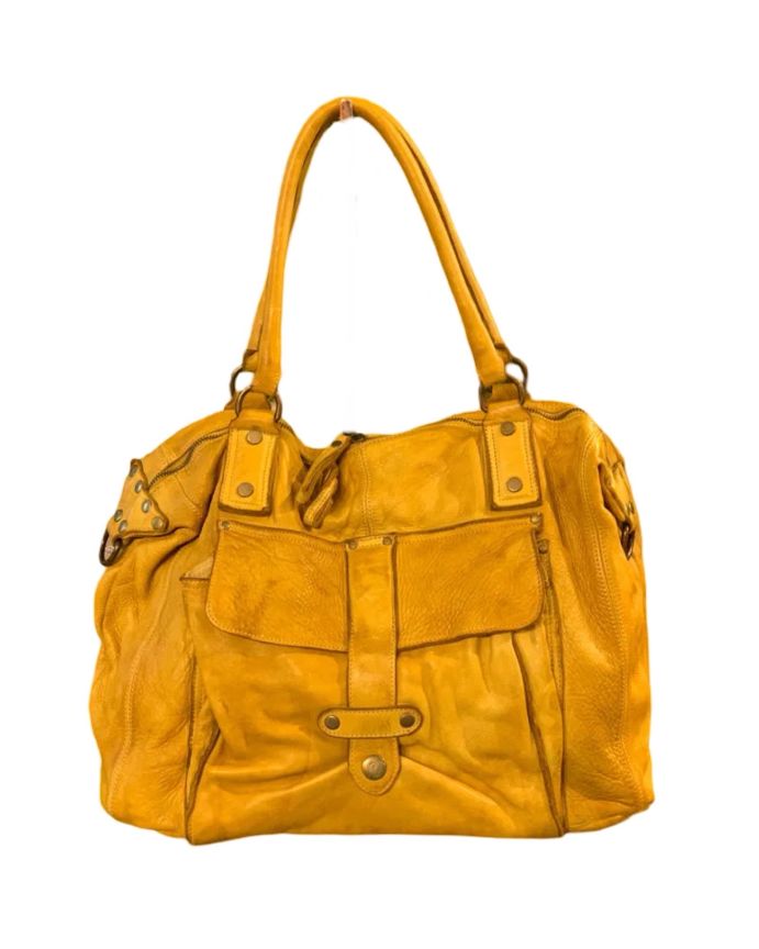 BZNA Bag Viola Gelb Italy Designer Damen Handtasche Ledertasche Schultertasche Tasche Leder Shopper Neu