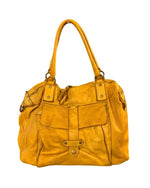 Load image into Gallery viewer, BZNA Bag Viola Gelb Italy Designer Damen Handtasche Ledertasche Schultertasche Tasche Leder Shopper Neu
