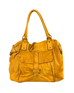 BZNA Bag Viola Gelb Italy Designer Damen Handtasche Ledertasche Schultertasche Tasche Leder Shopper Neu