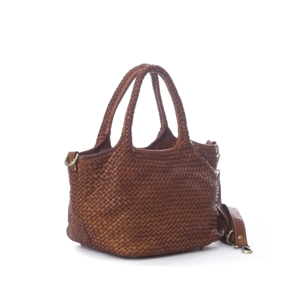 BZNA Bag Rozen Cognac Italy Vintage Schultertasche Designer Damen Handtasche - B Z N A