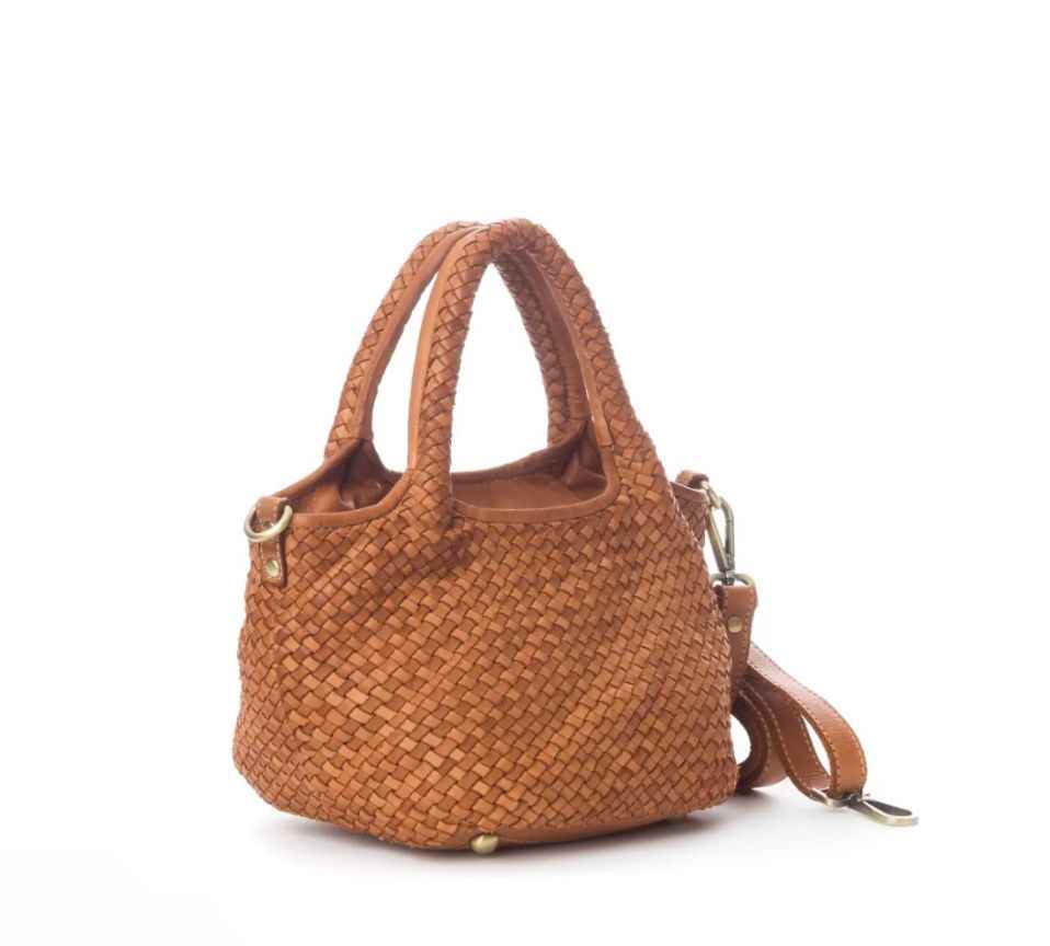 BZNA Bag Mala Cognac Italy kleine Damen Handtasche Schultertasche Tasche Leder