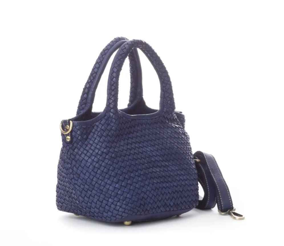 BZNA Bag Mala Blau Italy kleine Damen Handtasche Schultertasche Tasche Leder