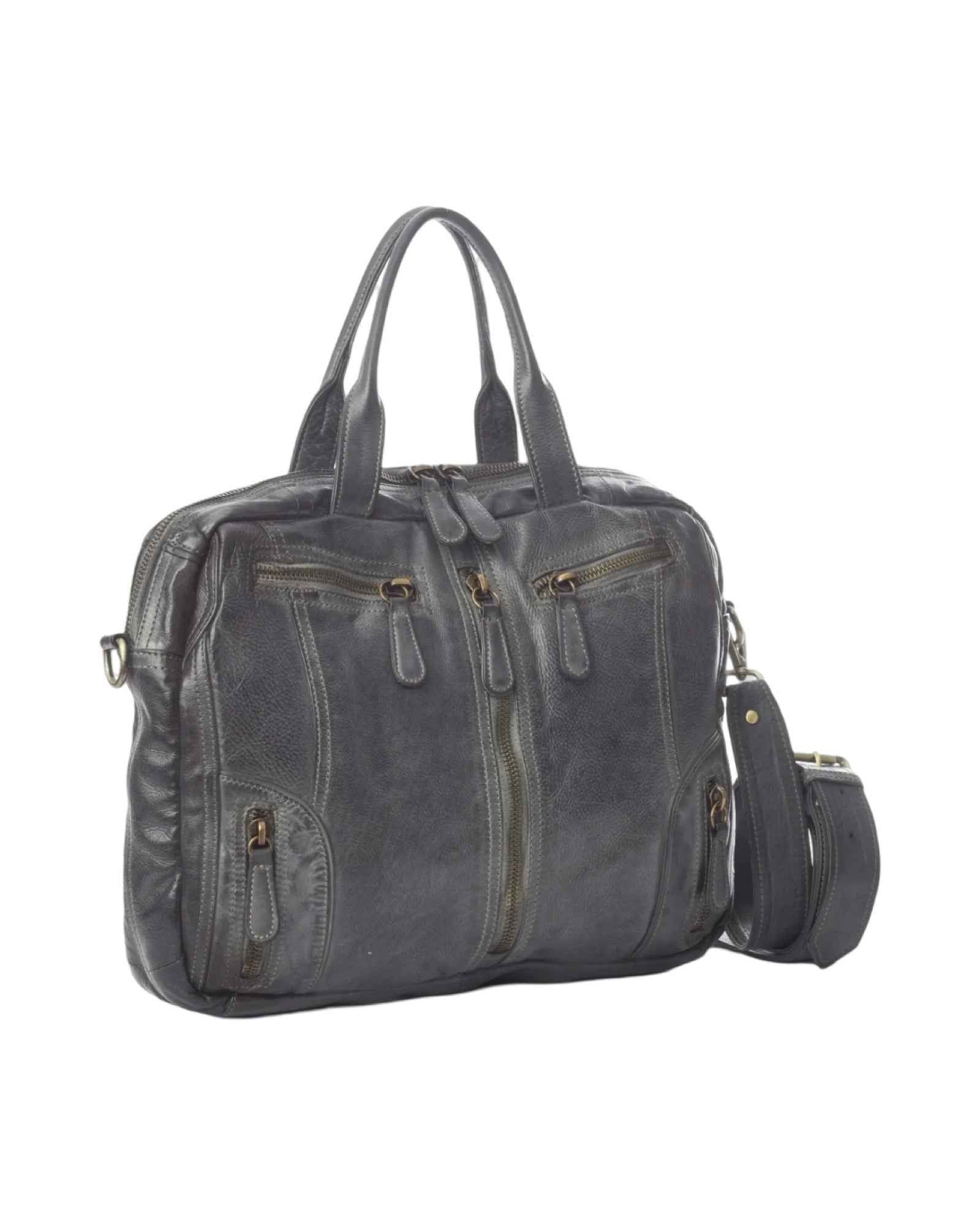 BZNA Bag Simsa Grau Business Aktentasche Designer Ledertasche Schultertasche Unisex