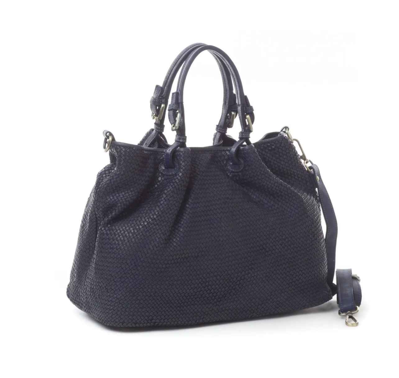 BZNA Bag Erna Blau Italy Designer geflochten Damen Handtasche Schultertasche Tasche Leder Shopper