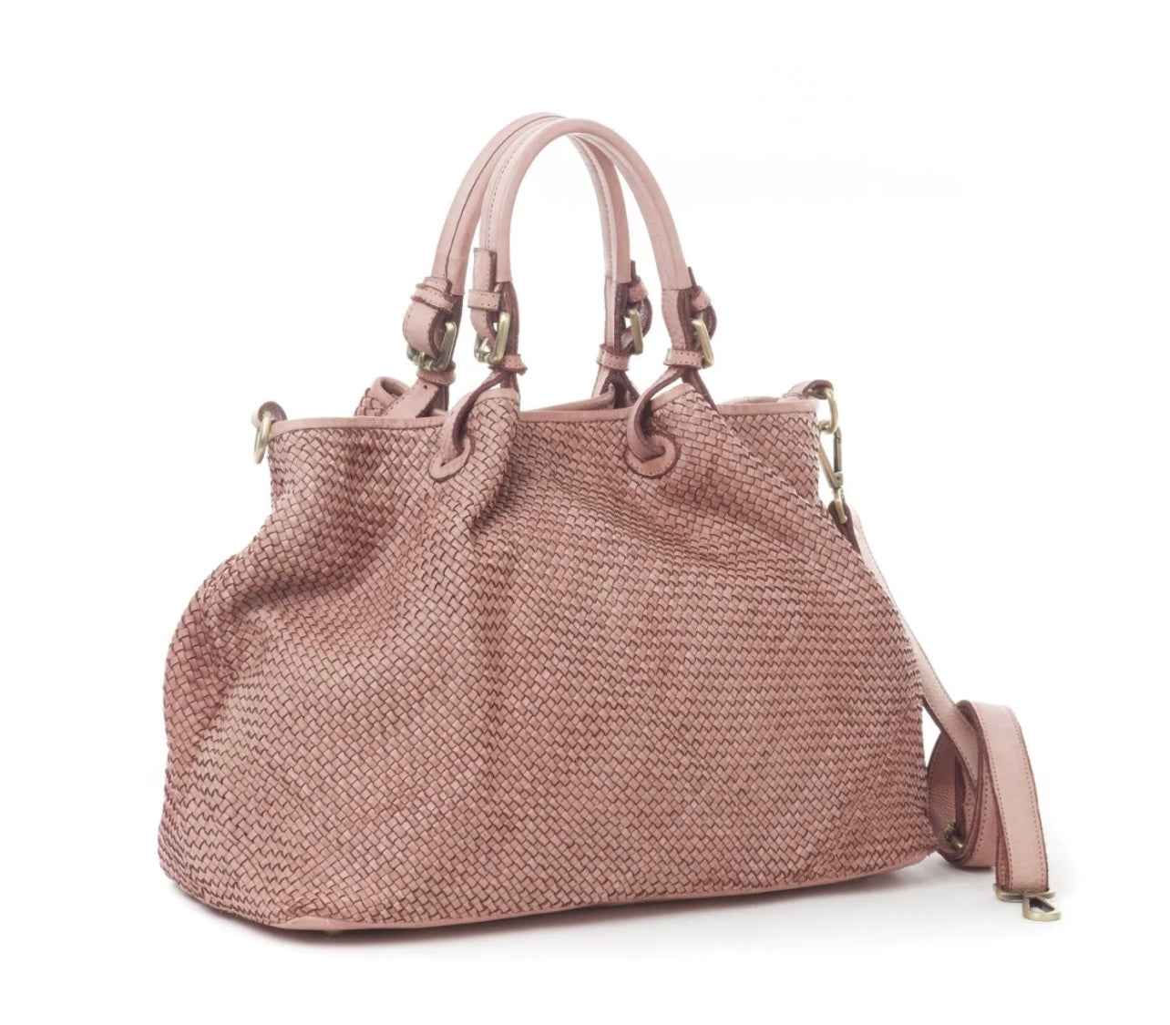 BZNA Bag Erna Rosa Italy Designer geflochten Damen Handtasche Schultertasche Tasche Leder Shopper