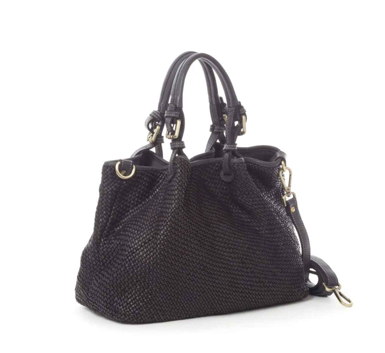 BZNA Bag Erna Schwarz Italy Designer geflochten Damen Handtasche Schultertasche Tasche Leder Shopper