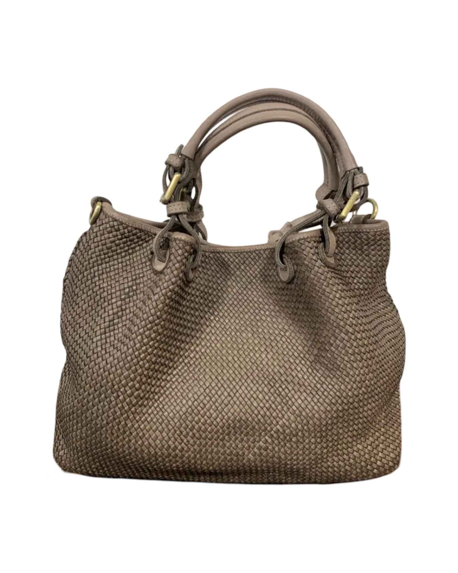 BZNA Bag Erna Taupe Italy Designer geflochten Damen Handtasche Schultertasche Tasche Leder Shopper