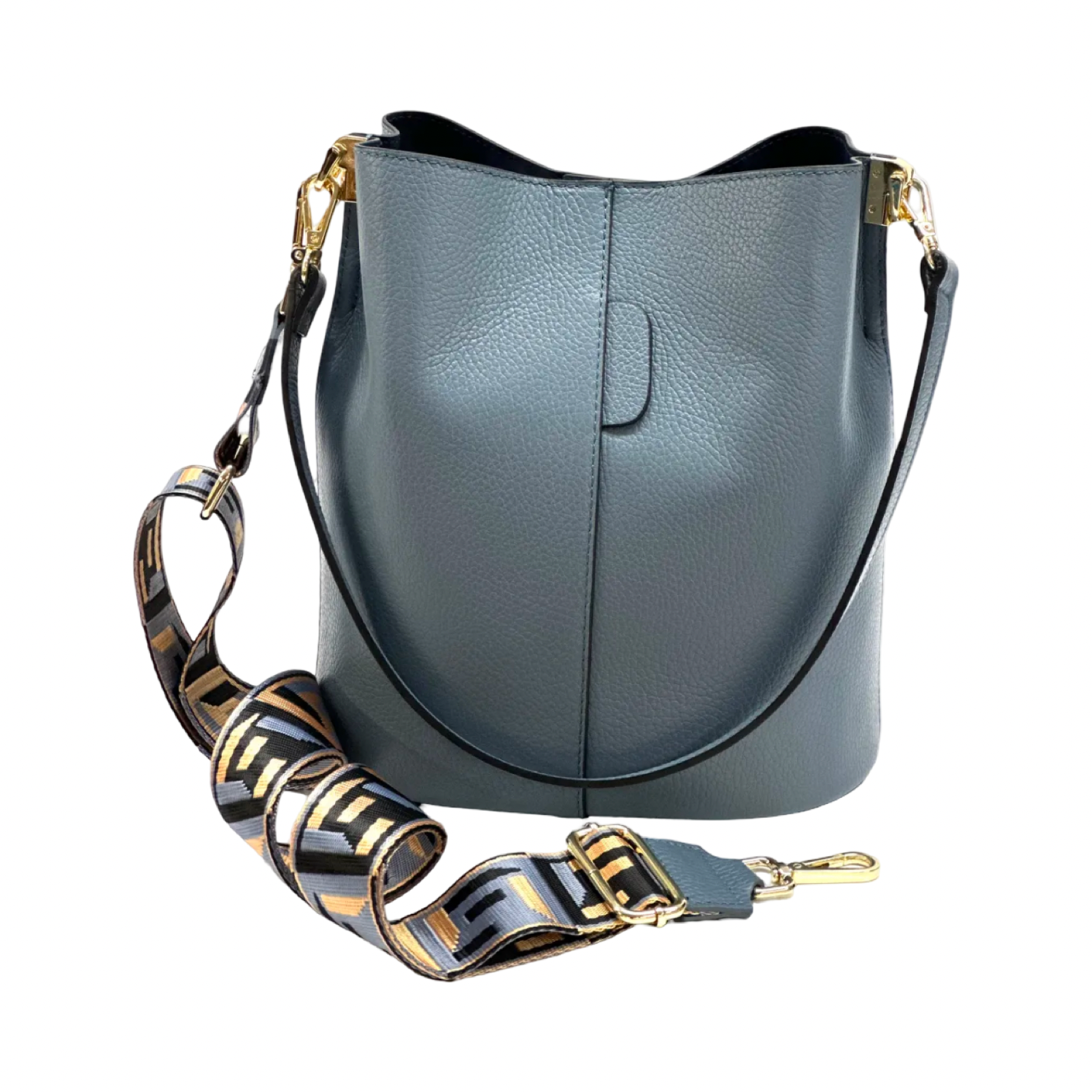BZNA Bag Shirinia Graublau Leder Italy Damen Handtasche Schultertasche Tasche - B Z N A