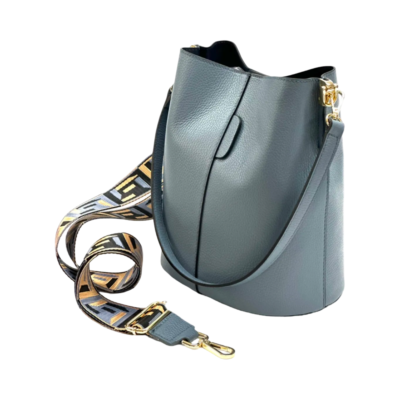 BZNA Bag Shirinia Graublau Leder Italy Damen Handtasche Schultertasche Tasche - B Z N A
