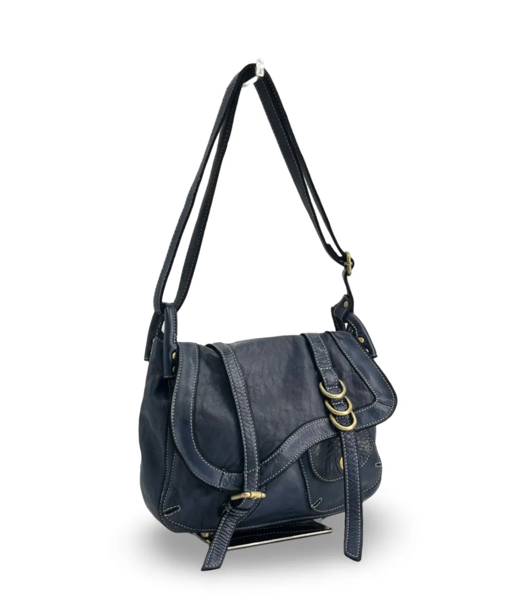 BZNA Bag Pauline Blau italy Designer Leder Schulter Ledertasche Umhänge Tasche - B Z N A