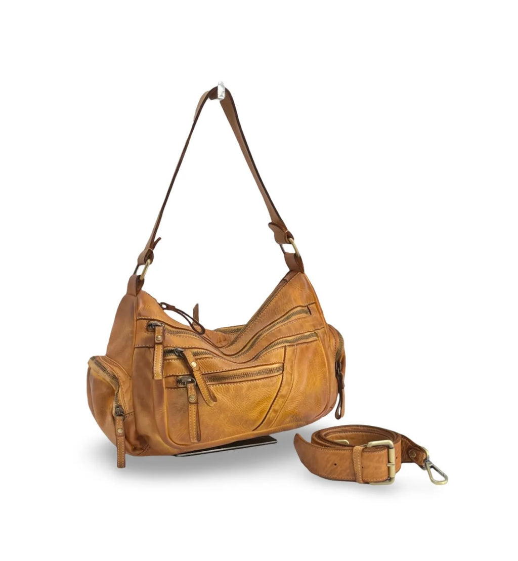 BZNA Bag Panna Senape Gelb Italy Designer Leder Schulter Ledertasche Umhängetasche - B Z N A