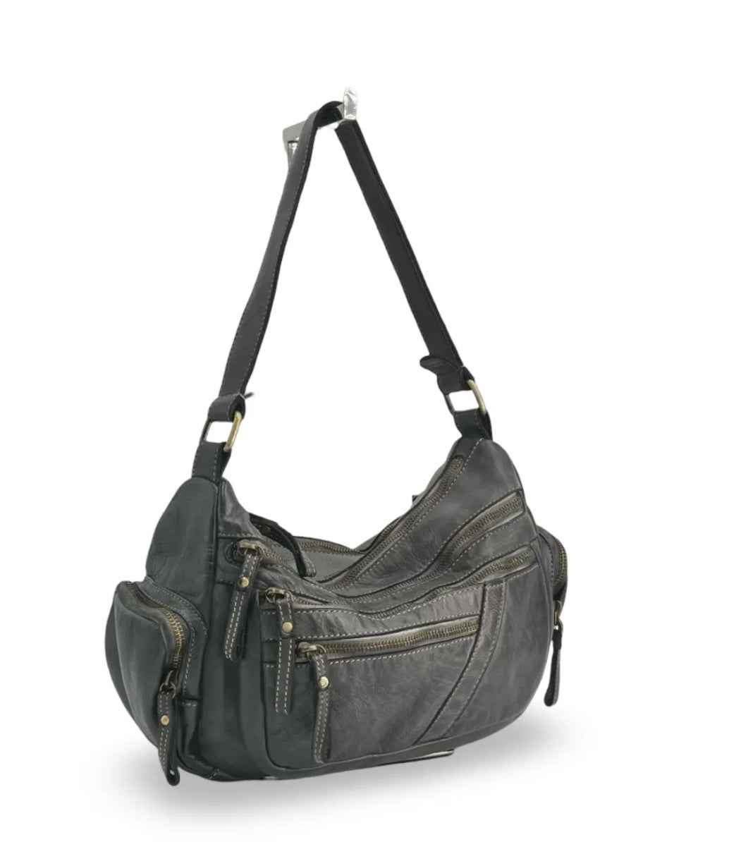 BZNA Bag Panna Grau Italy Designer Leder Schulter Ledertasche Umhängetasche